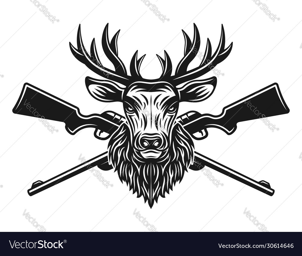 Deer Head And Crossed Rifles Royalty Free Vector Image