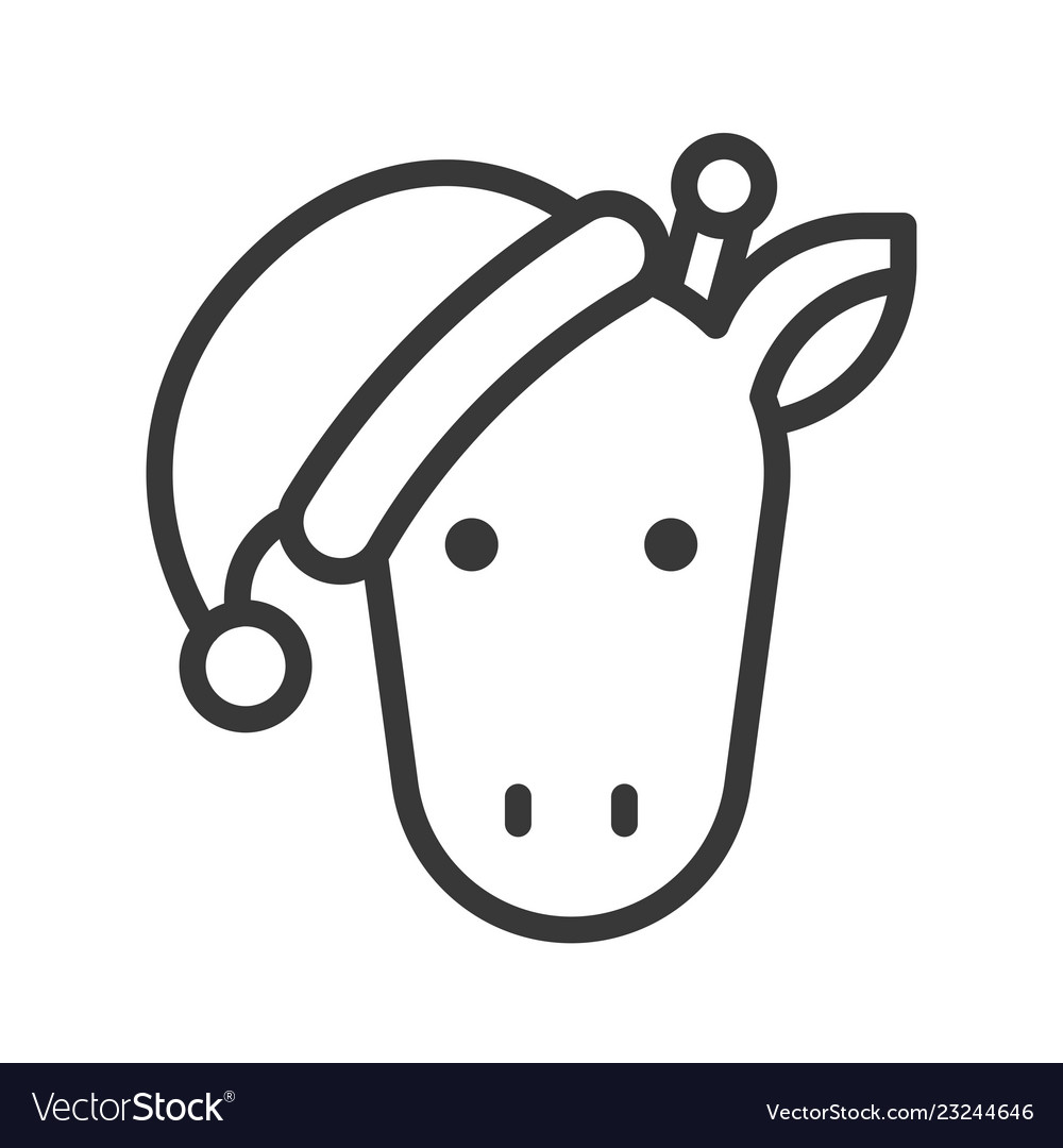 Giraffe wearing santa hat outline icon editable