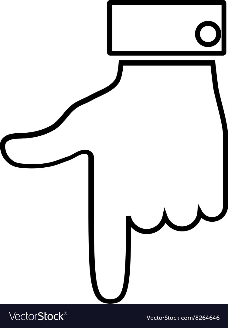 Hand pointer down thin line icon