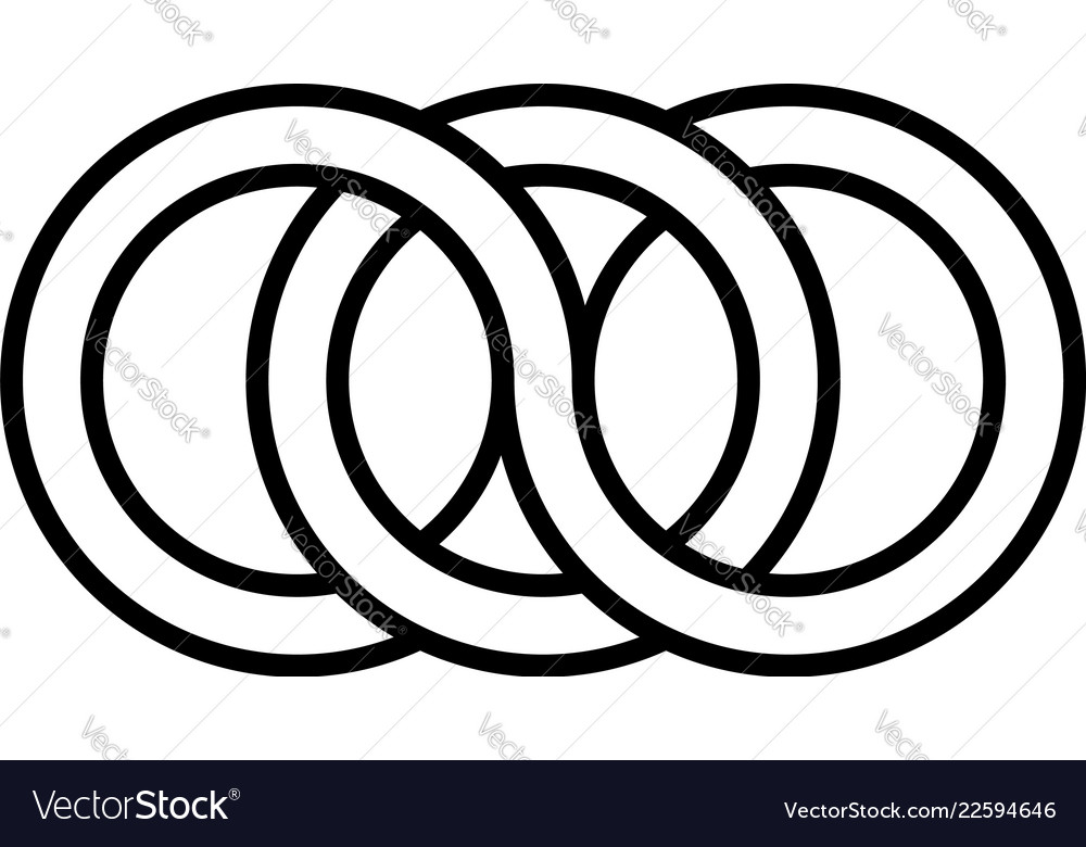 Interlocking circles rings contour Royalty Free Vector Image