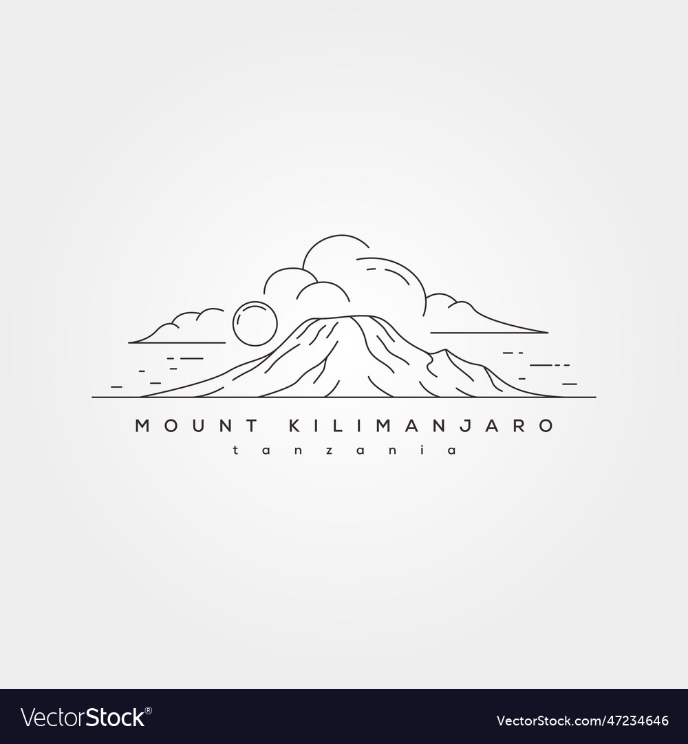 Mount kilimanjaro landscape line art symbol vector image