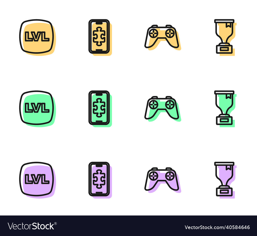 Set line game controller or joystick level vector image Set line game controller or joystick level