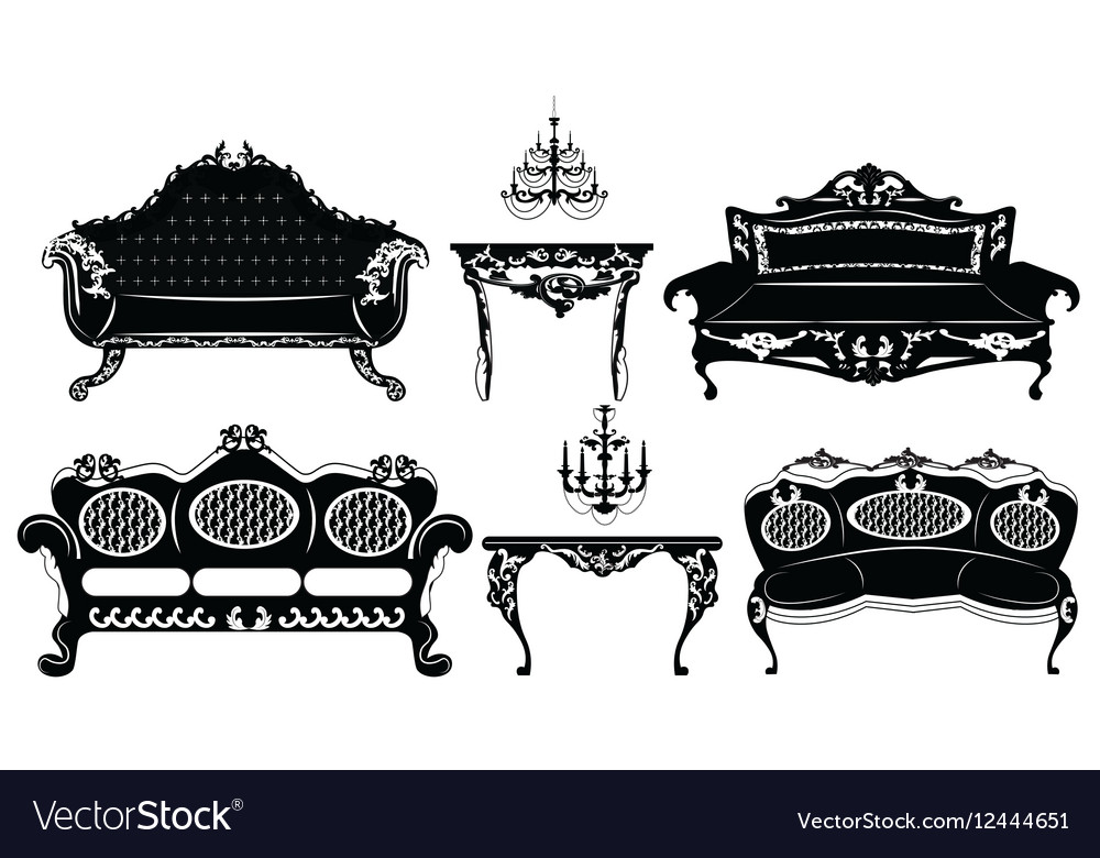 Classic baroque furniture set Royalty Free Vector Image