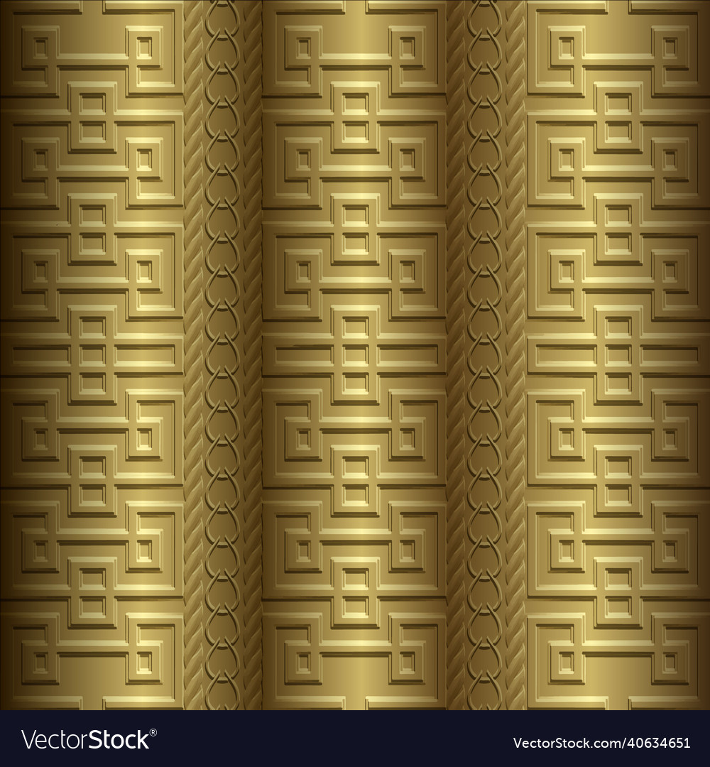 Emboss gold borders 3d seamless pattern embossed Vector Image