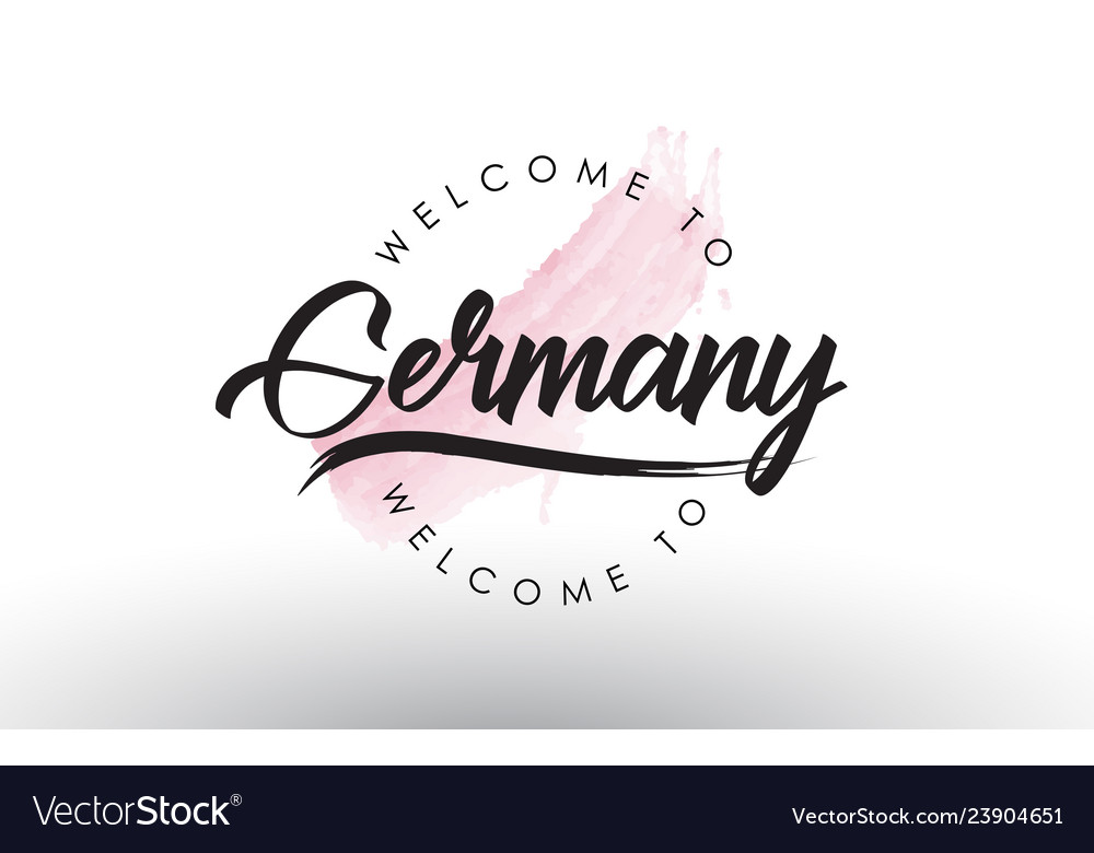 Germany welcome to text with watercolor pink