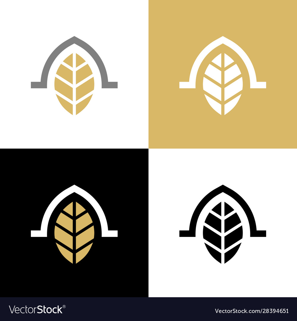 Golden leaf logo design template elements Vector Image