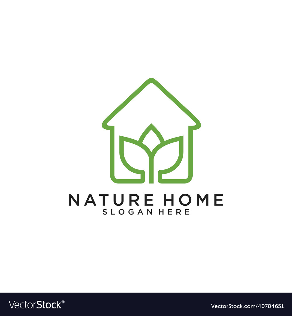 Home nature logo design green leaf