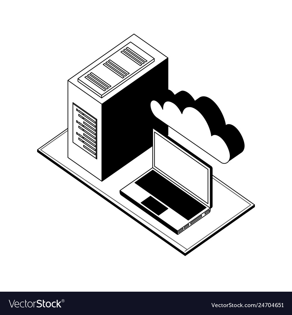 Laptop computer with server data and cloud