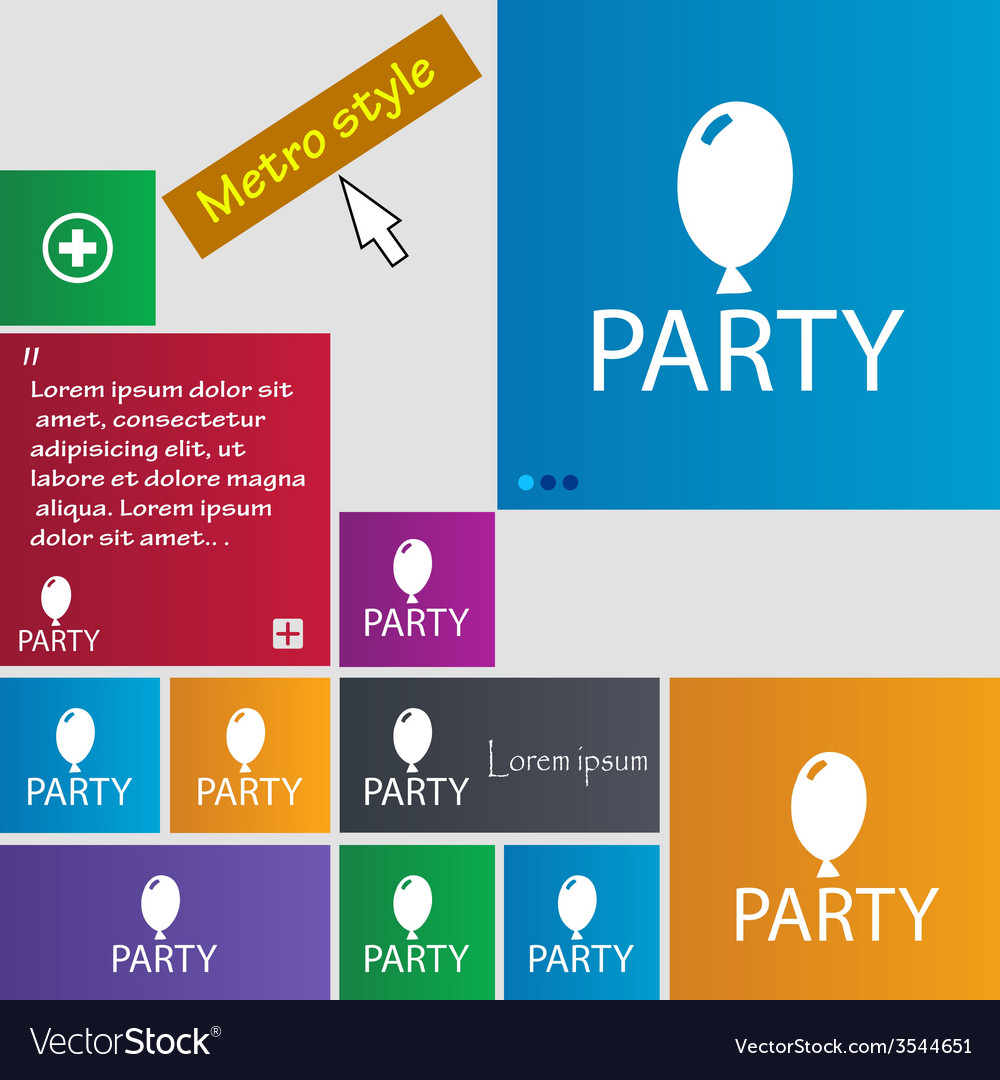 Party sign icon birthday air balloon with rope