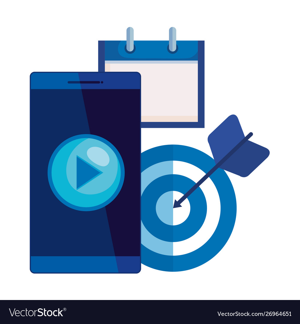 Smartphone-Gerät mit Erfolgsziel und Kalender vector image Smartphone-Gerät mit Erfolgsziel und Kalender