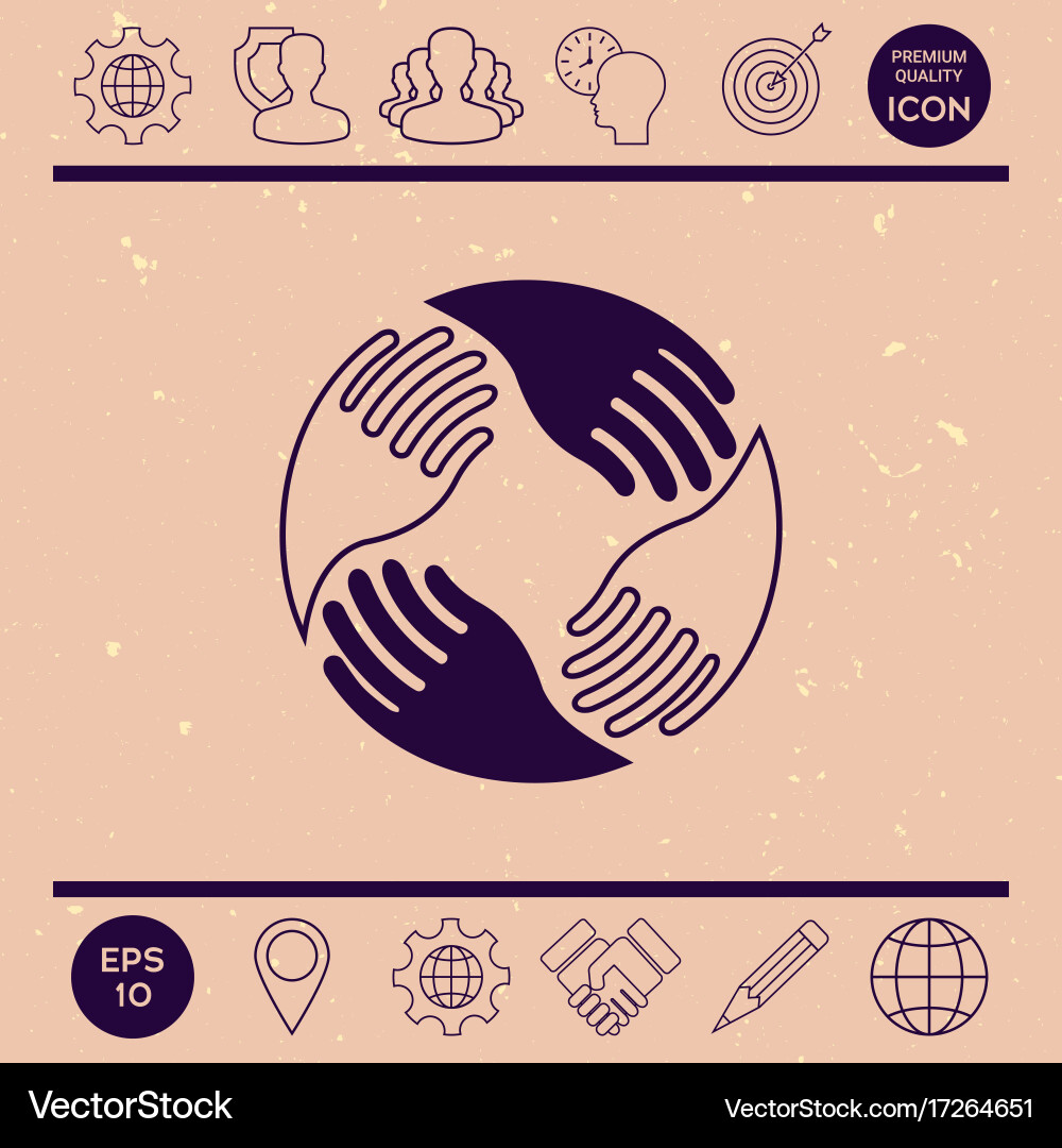 Teamwork hands human connection logo Royalty Free Vector