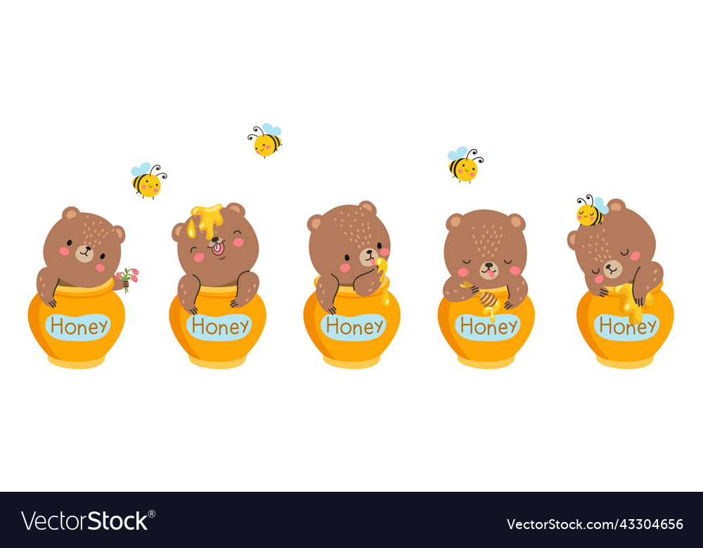 Bear in honey jar kids cute teddy bears friend Vector Image