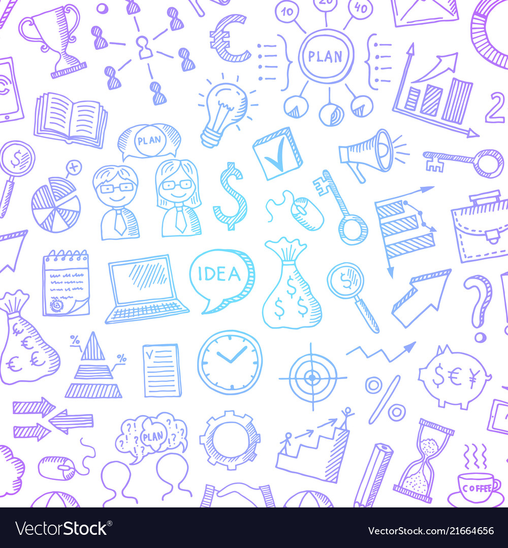 Business doodle icons background with place Vector Image