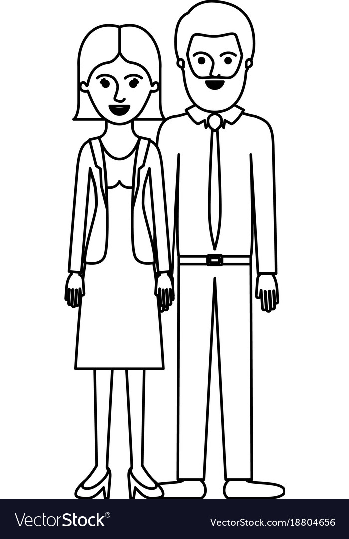 Couple monochrome silhouette and her with blouse Vector Image