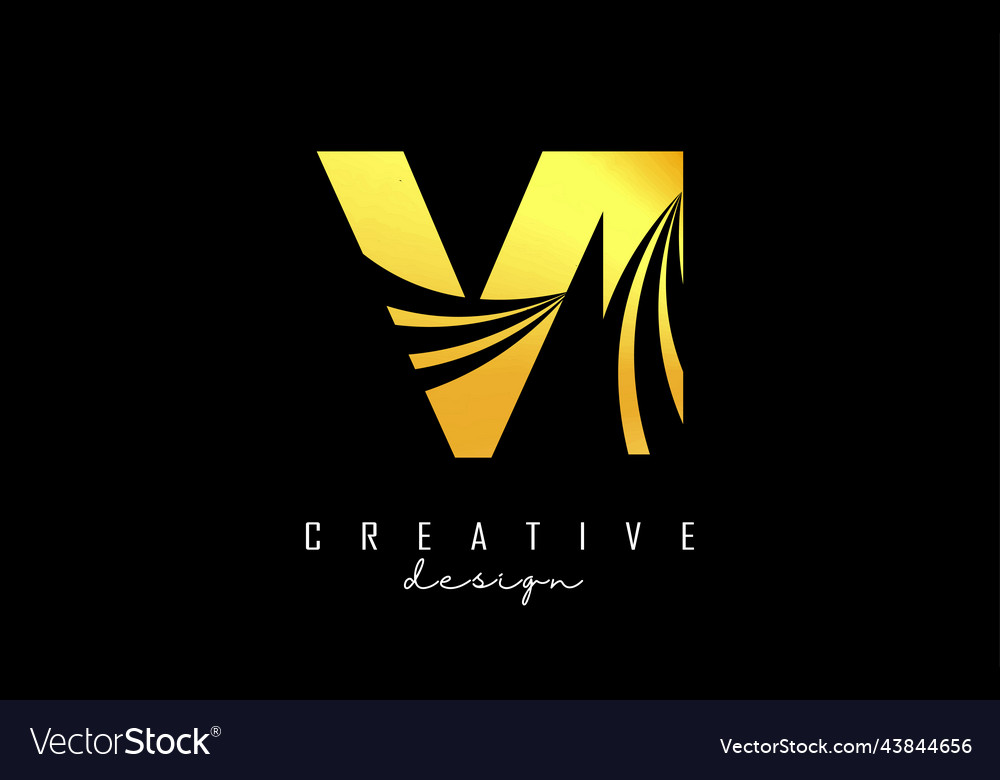 Creative golden letters vi v i logo with leading