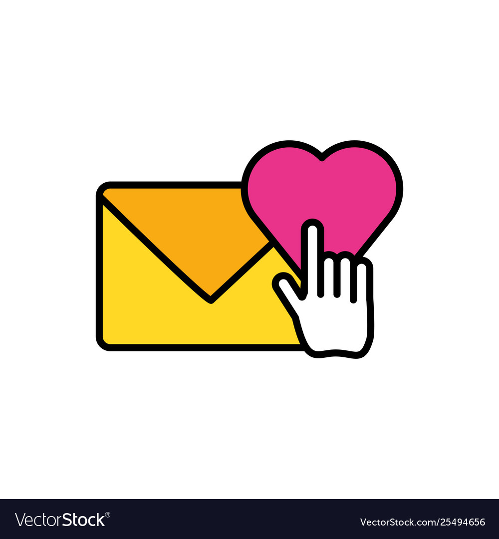 Envelope mail with mouse pointer and heart