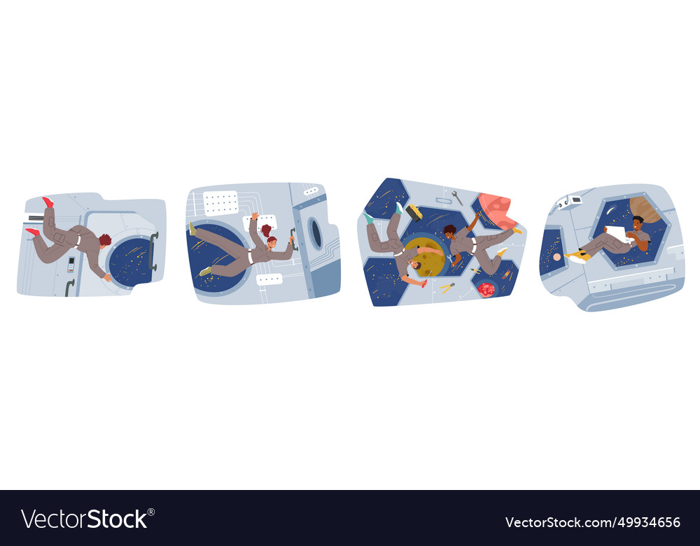 Inside the spaceship astronauts experience Vector Image Inside the spaceship astronauts experience Vector Image