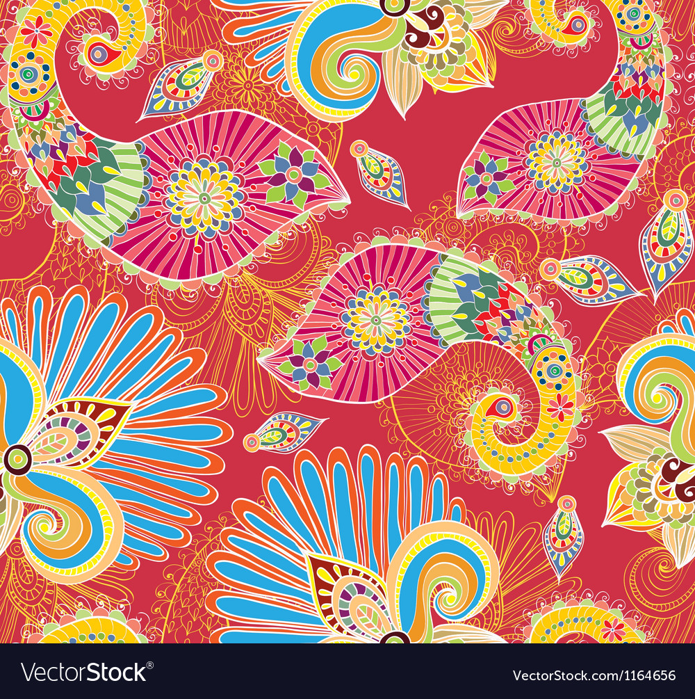 Seamless pattern with doodle flowers