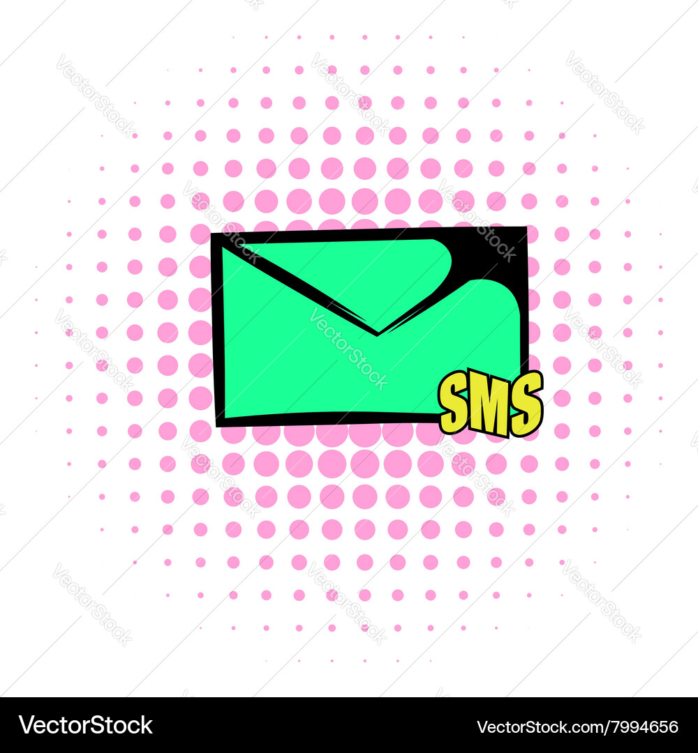 Sms icon comics style Royalty Free Vector Image