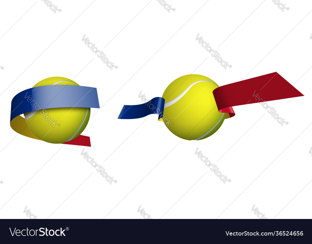 Sports tennis ball in ribbons with colors