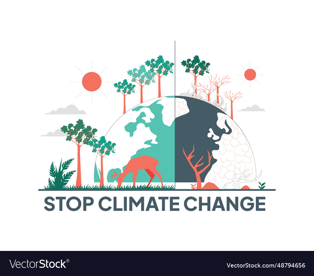 Stop Climate Change Flat Style Design Royalty Free Vector