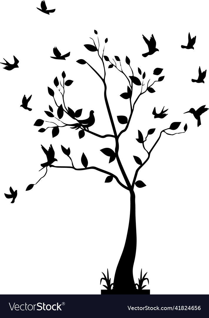 Tree with birds flying Stock Image Everypixel