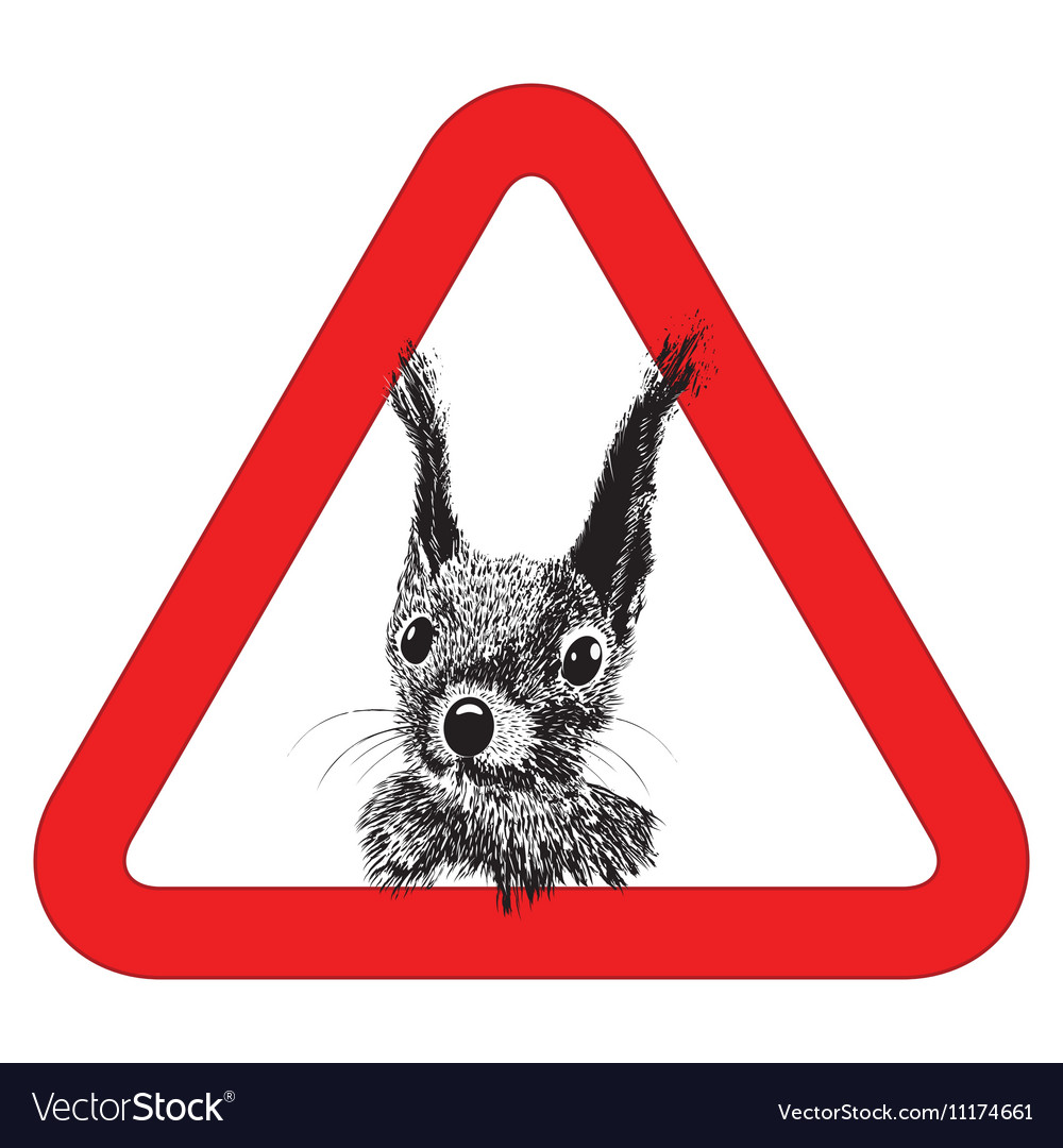 Animal free sign warning squirrel zone Royalty Free Vector