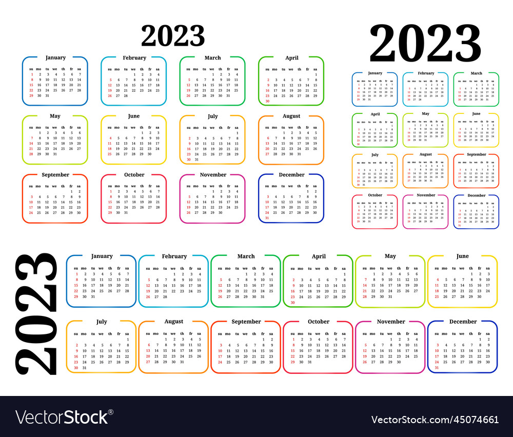 Calendar for 2023 isolated on a white background Vector Image