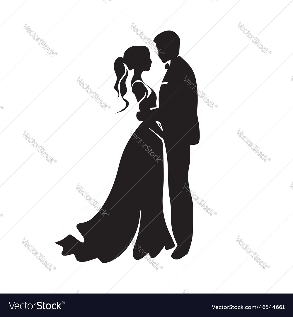 Couple getting married black and white icon Vector Image