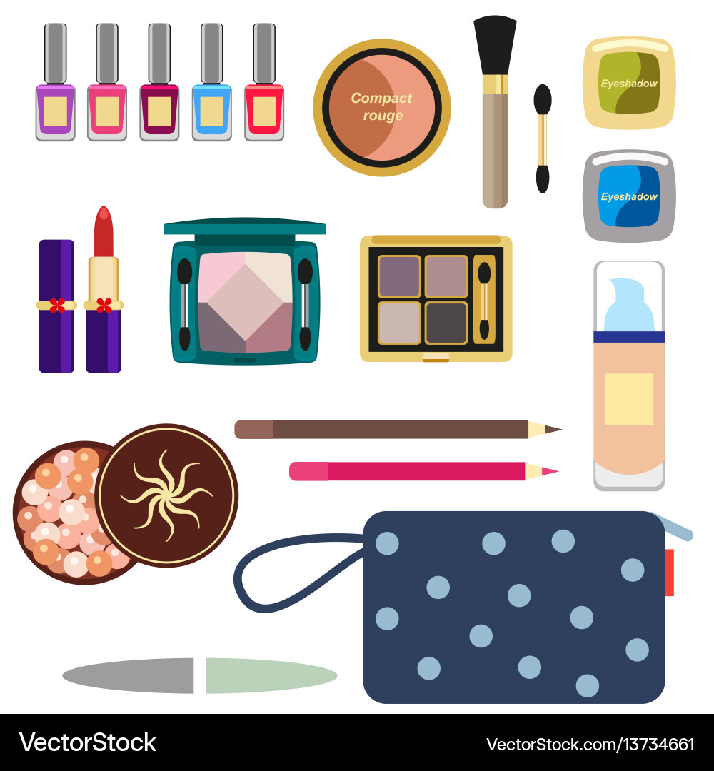 Female cosmetics large set in a flat style Vector Image