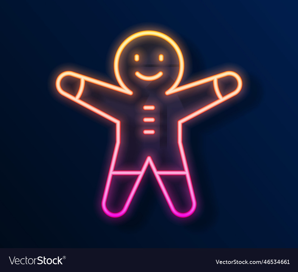 Glowing neon line holiday gingerbread man cookie Vector Image