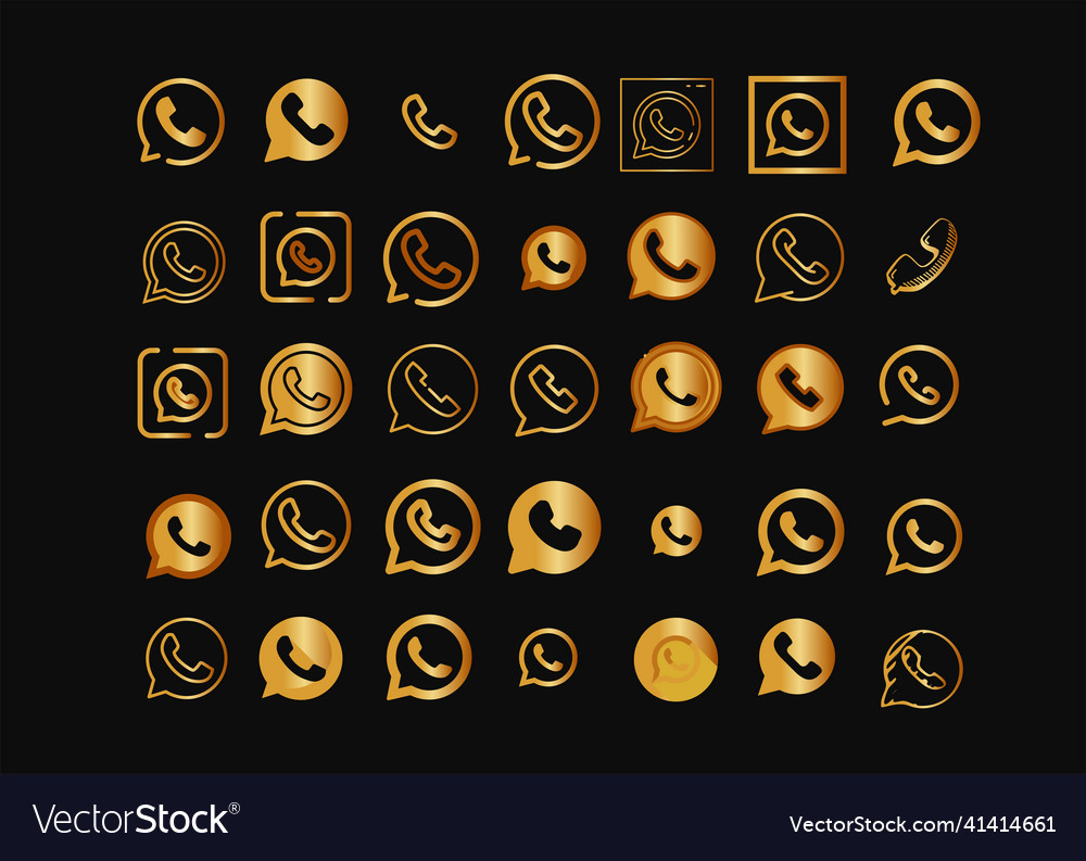 Golden whatsapp icon Royalty Free Vector Image