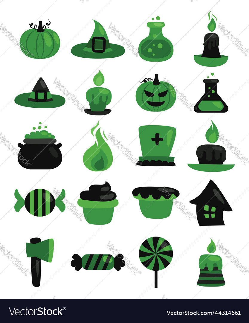 Halloween supplies on a white background