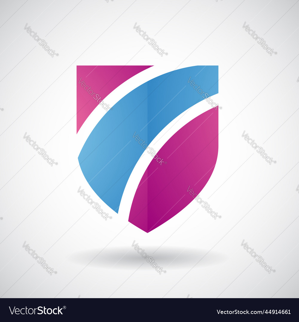 Magenta and blue striped shield logo icon