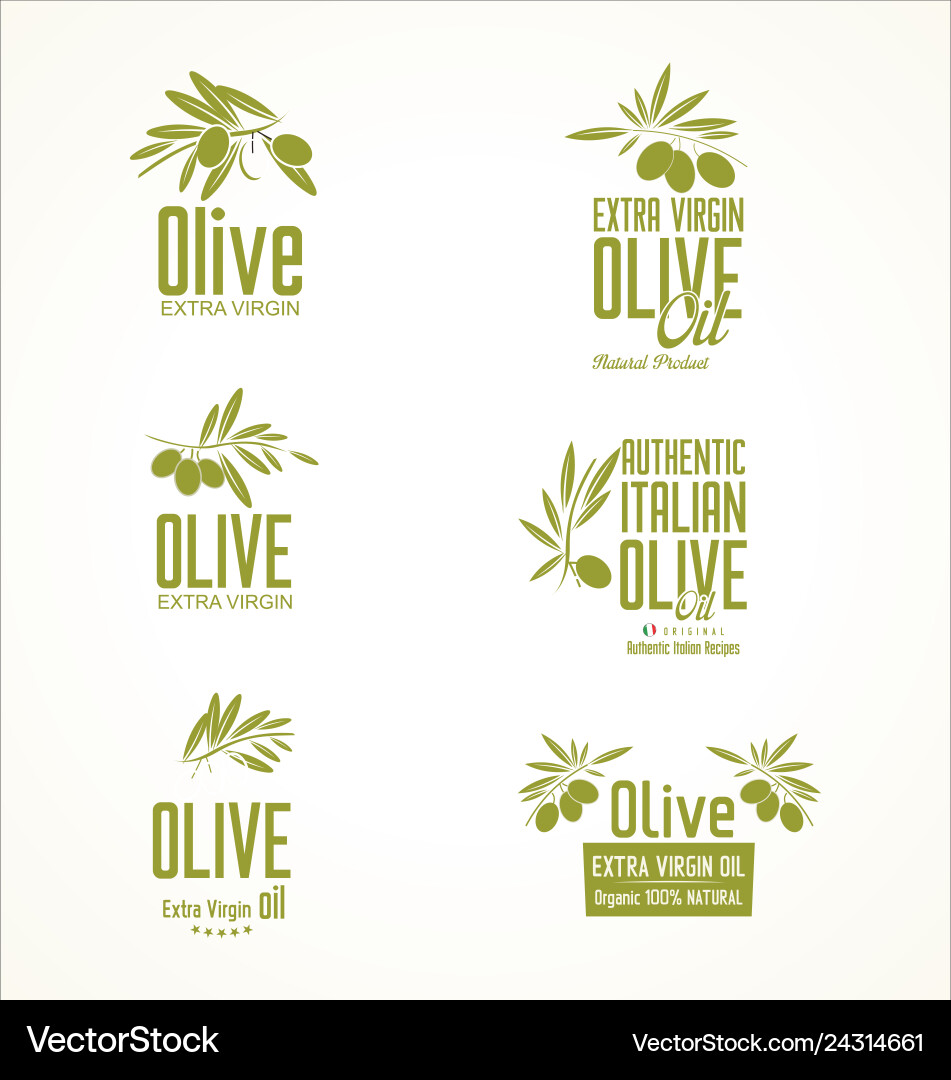 Olive Oil Labels And Design Elements Royalty Free Vector