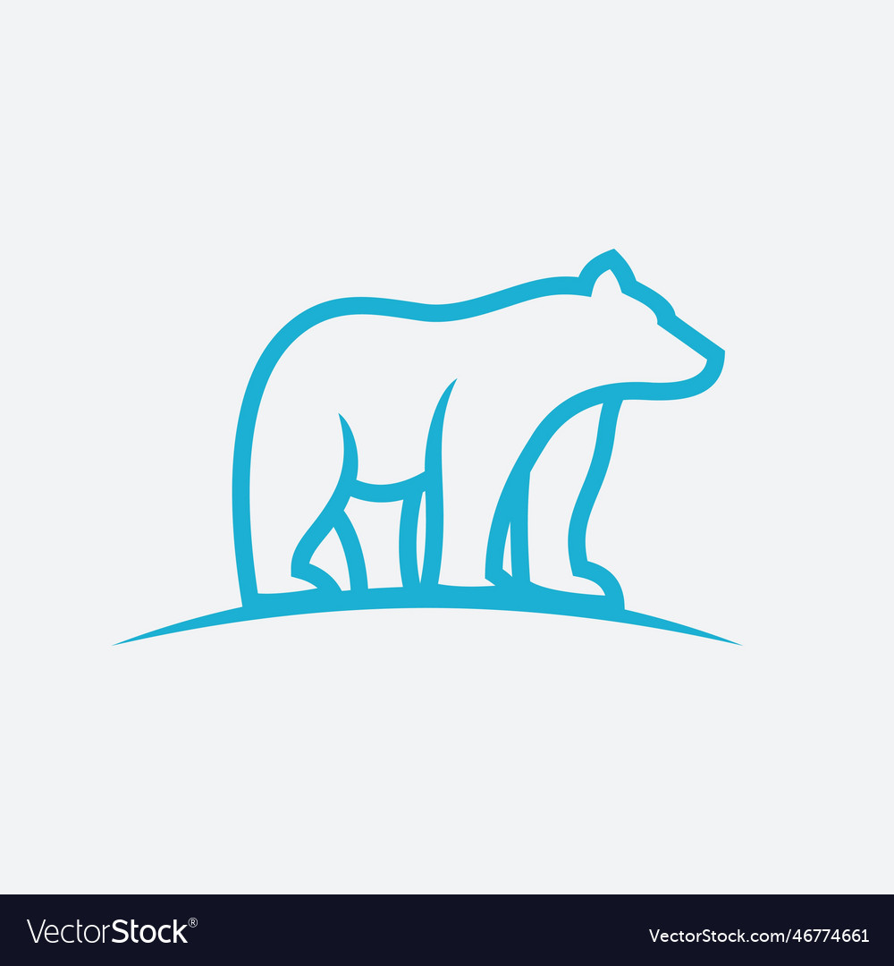 Polar bear monoline template logo