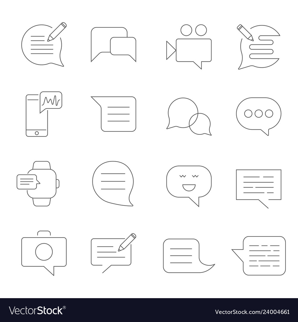 Set of message related line icons sms