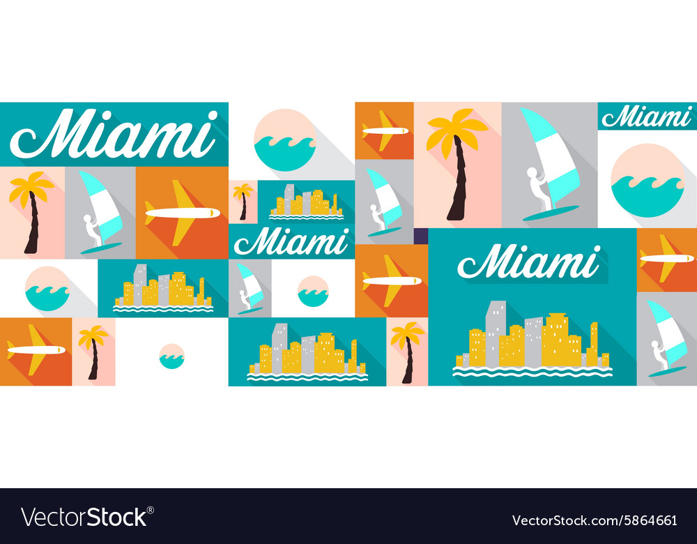 Travel and tourism icons miami