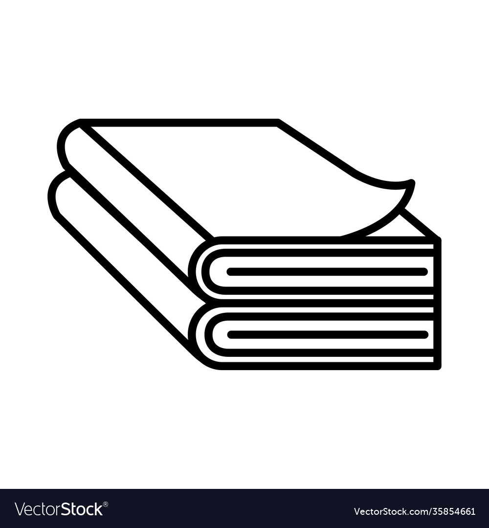 Two closed books isolated line style icon