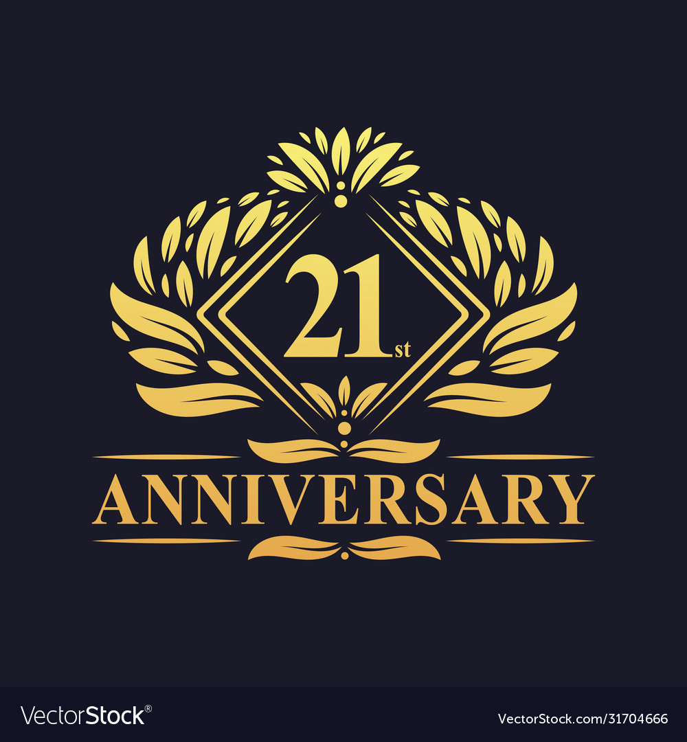 21 Jahre Jubiläum Logo Luxus floral gold