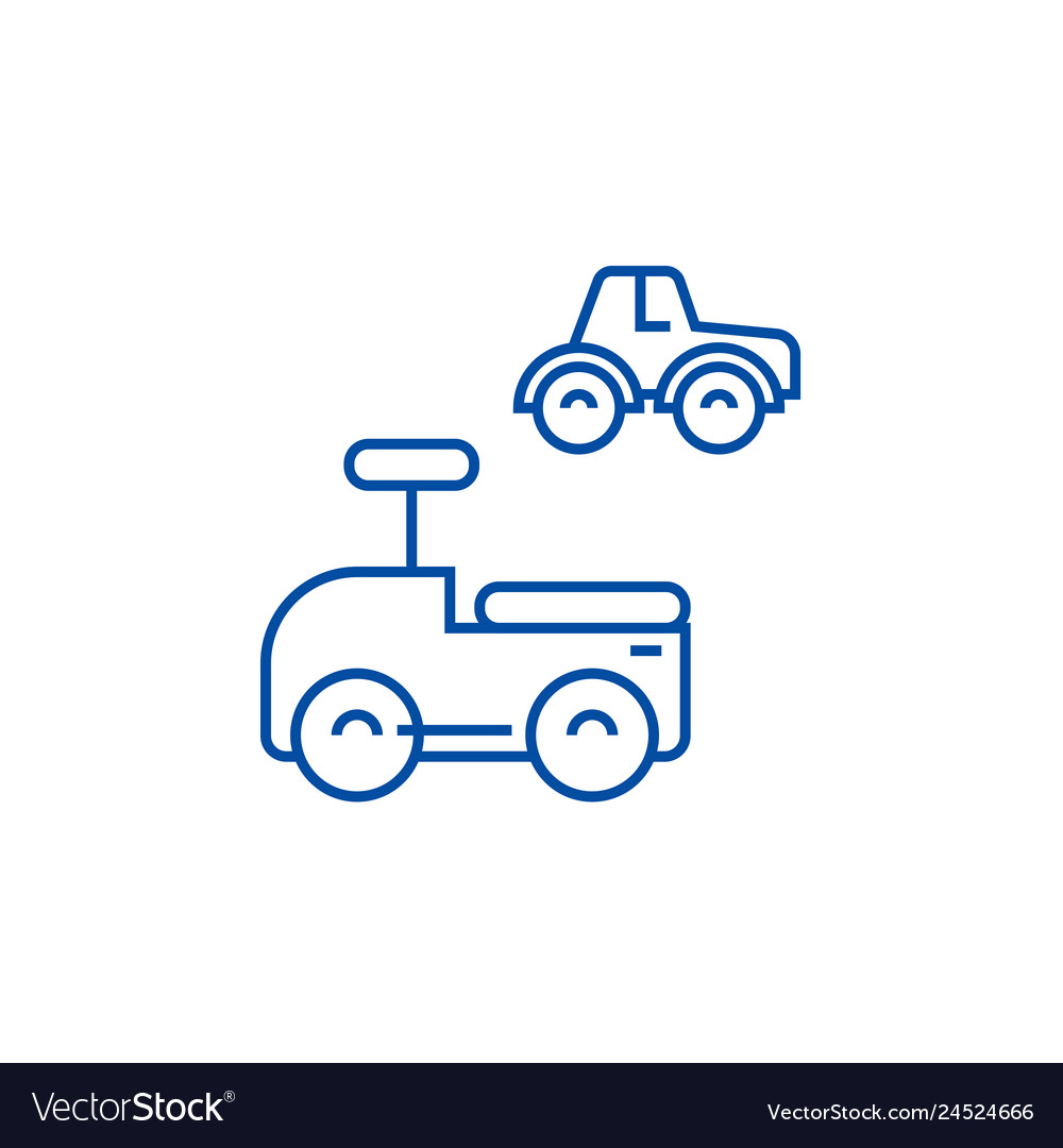 Cars toys line icon concept flat Royalty Free Vector Image