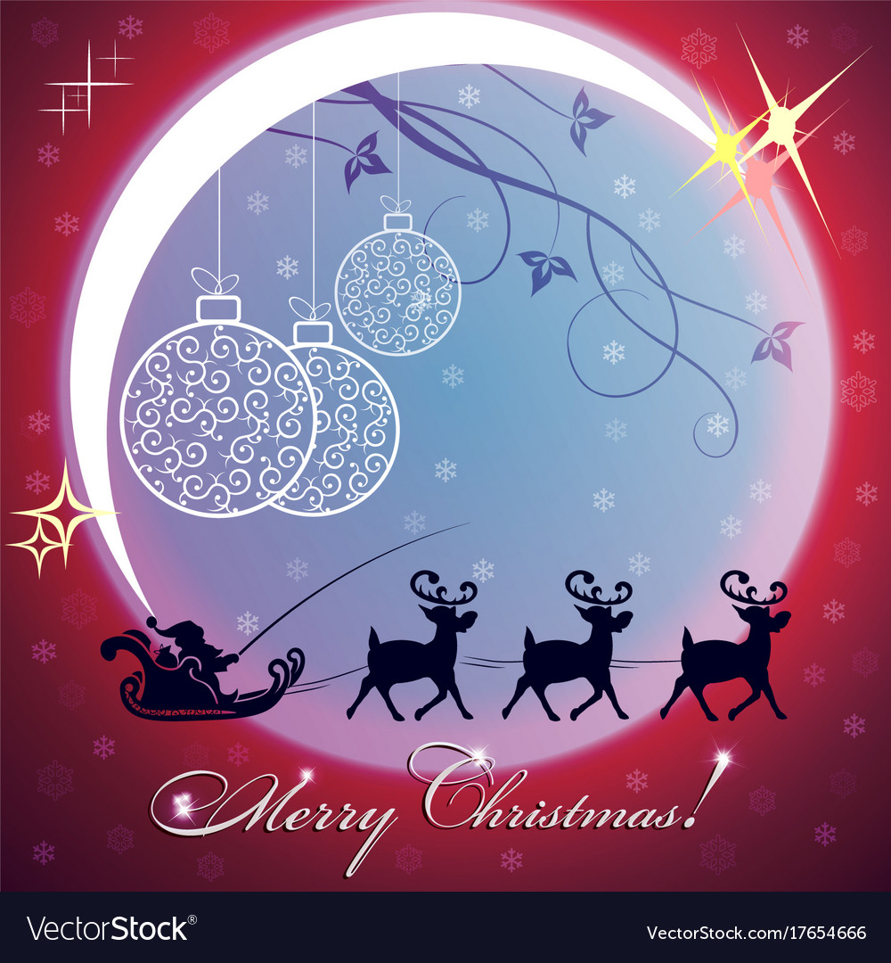 Christmas Background With Big Bright Moon Vector Image