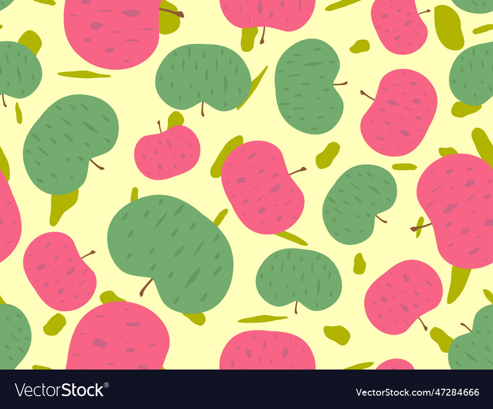 Seamless pattern with red and green apples vector image Seamless pattern with red and green apples