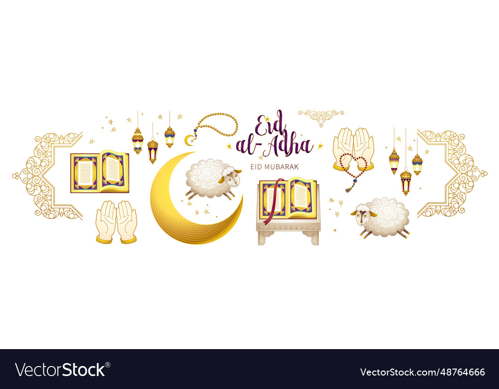 Set with arabic elements for ramadan greetings