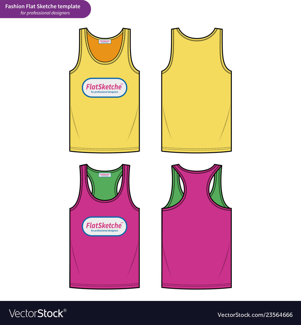 Sleeveless tank top fashion flat technical