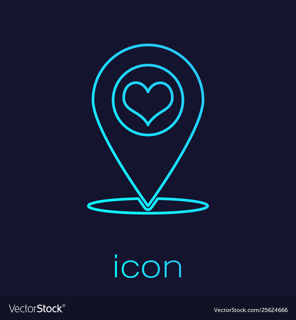 Turquoise map pointer with heart line icon vector image Turquoise map pointer with heart line icon