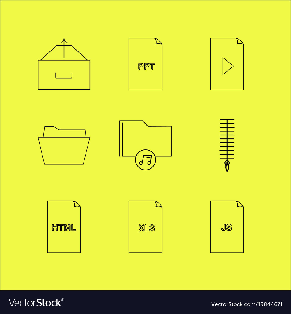 Files and folders linear icon set simple outline