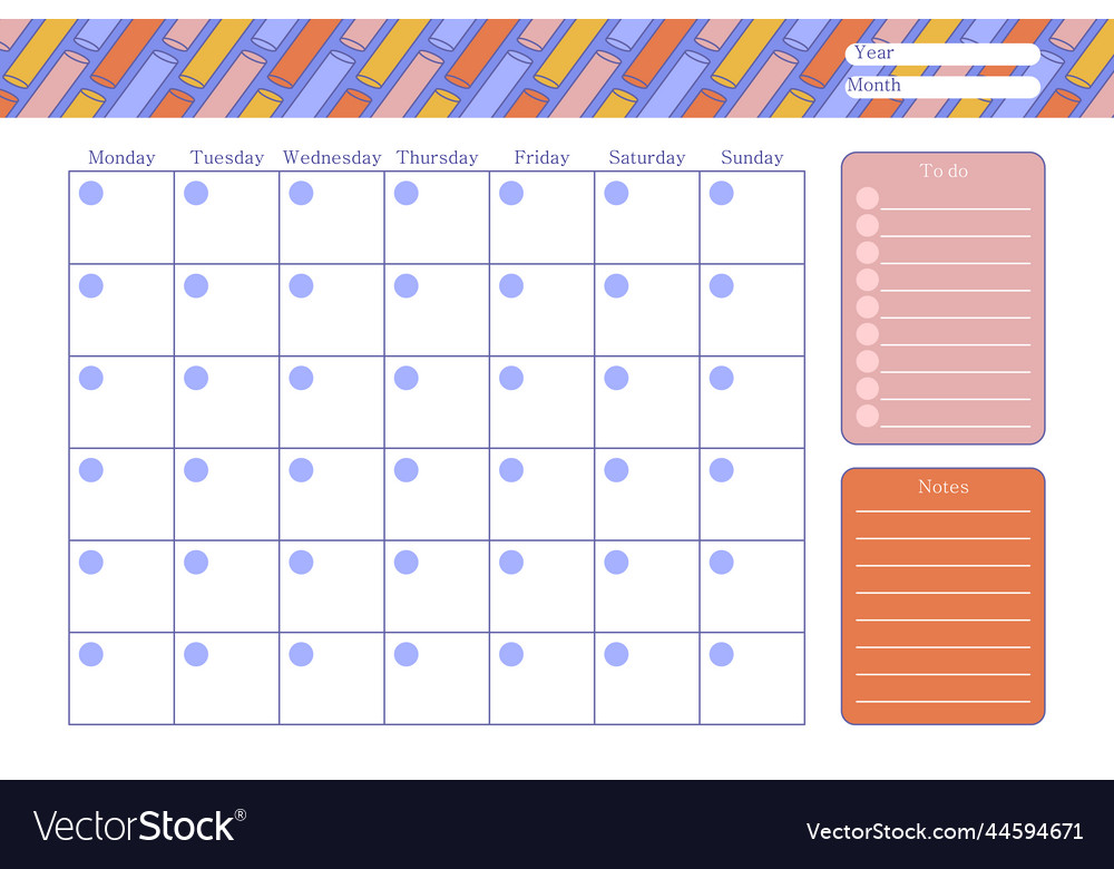 Hand drawn 2023 monthly planner calendar template Vector Image