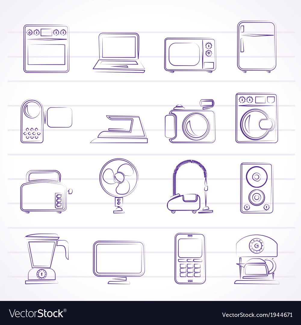 Household appliances and electronics icons