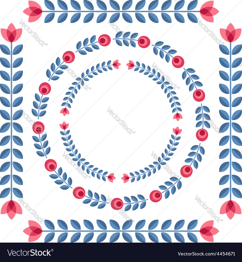 Set of design elements - round floral frames